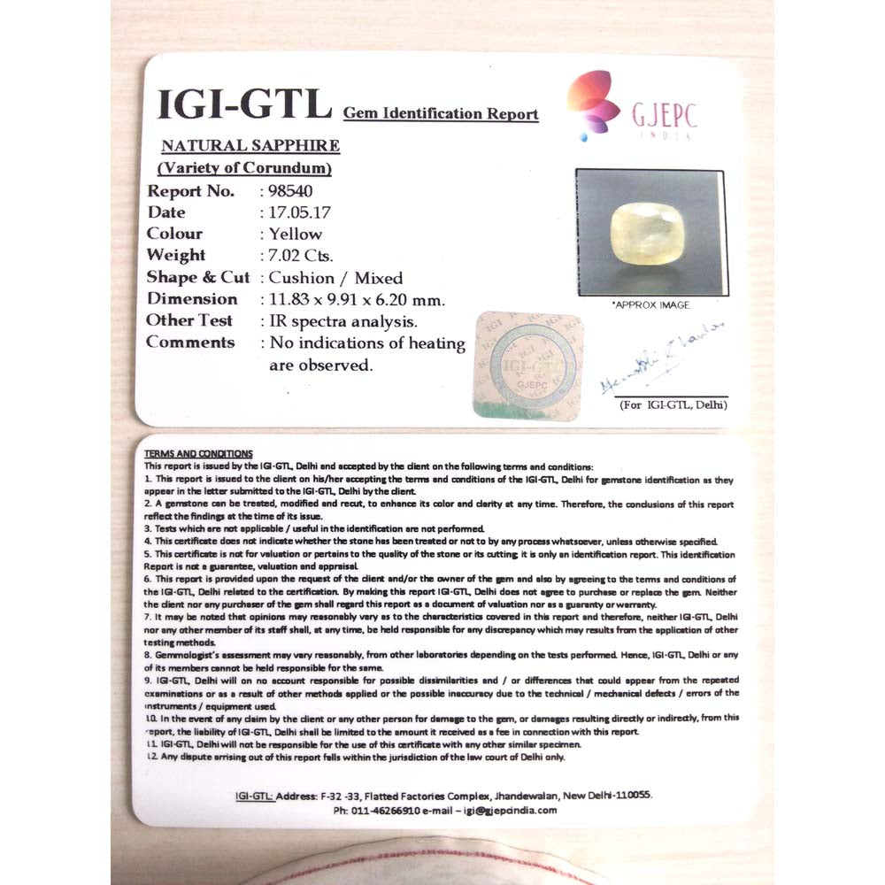 7.80 Ratti  yellow sapphire with Govt Lab Certificate-(6771)