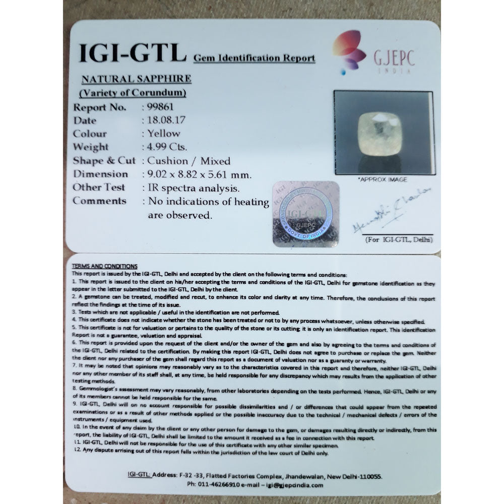 5.54 Ratti  yellow sapphire with Govt Lab Certificate-(4100)