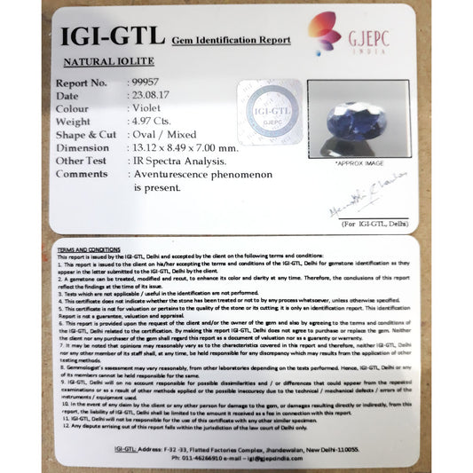 5.52 Ratti  Natural Iolite with Govt. Lab Certificate-(550)