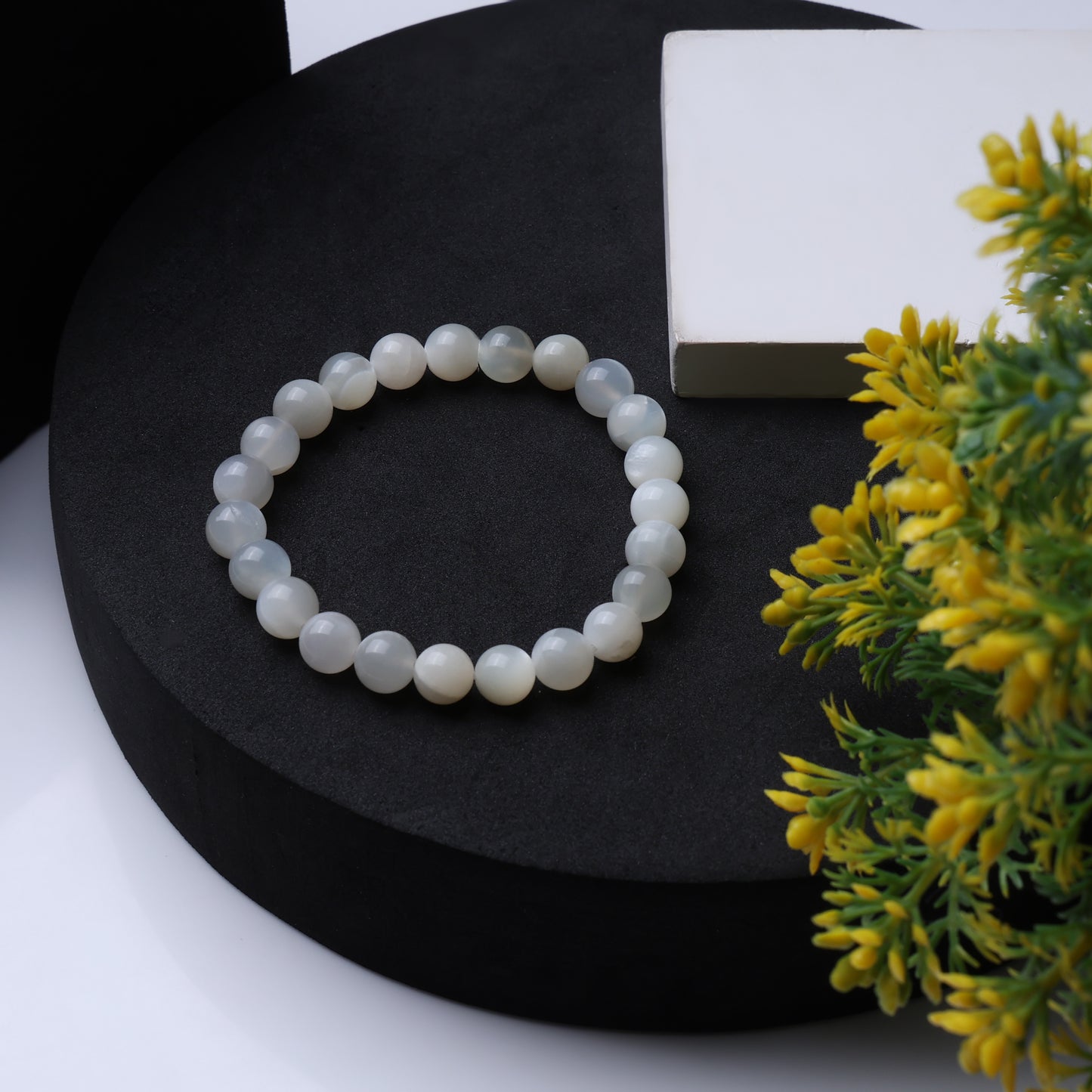 WHITE QUARTZ BRACELET (SMALL BEADS)-900