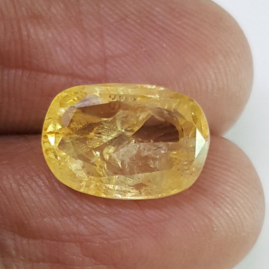 9.26 Ratti Natural Yellow Sapphire With Govt Lab Certificate-(6771)