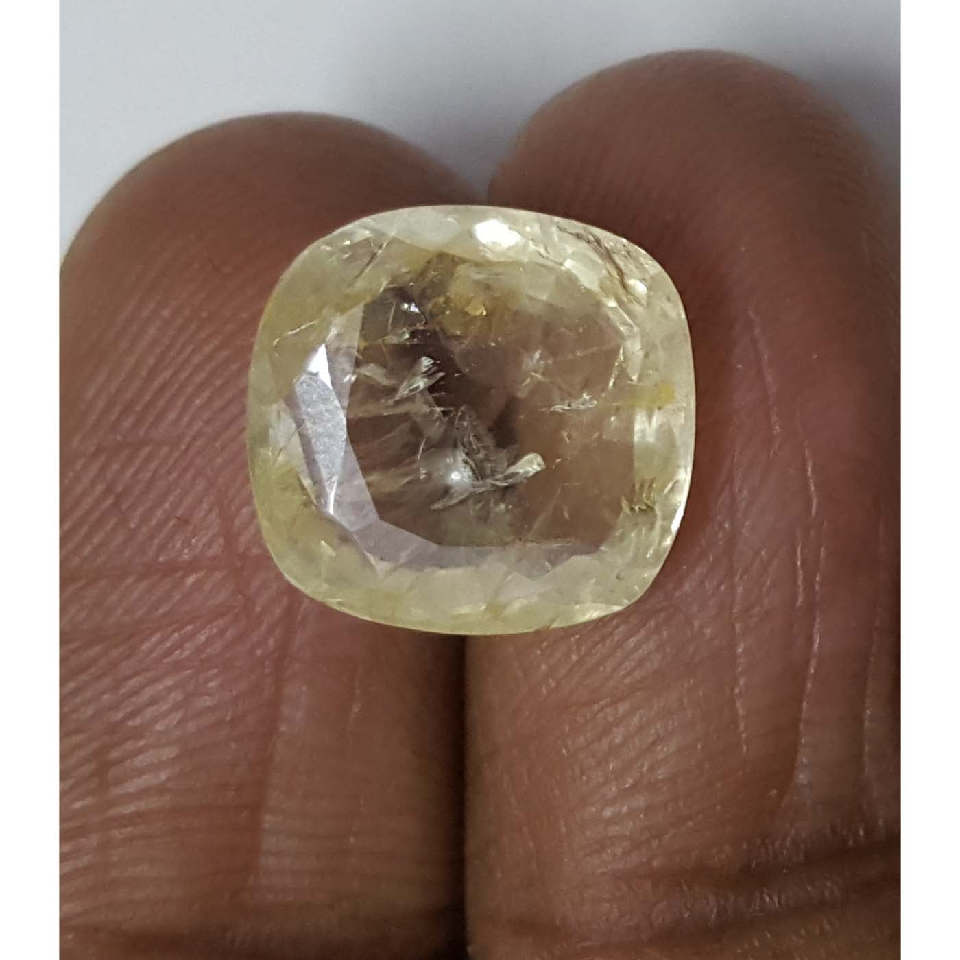 7.58 Ratti Natural Yellow Sapphire With Govt Lab Certificate-(8991)