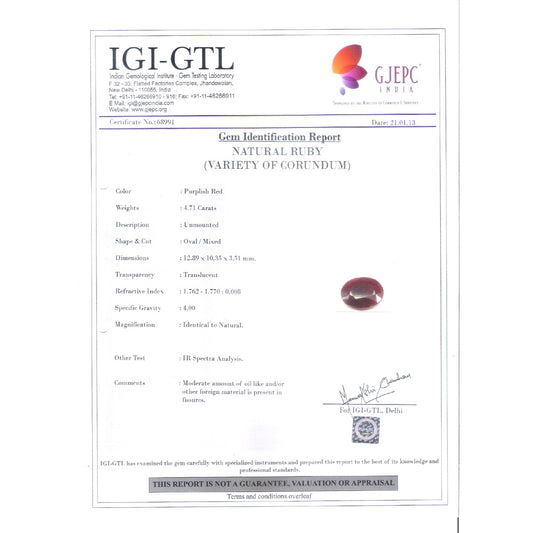 5.23 Ratti Natural Govt Lab Certified Ruby-5661