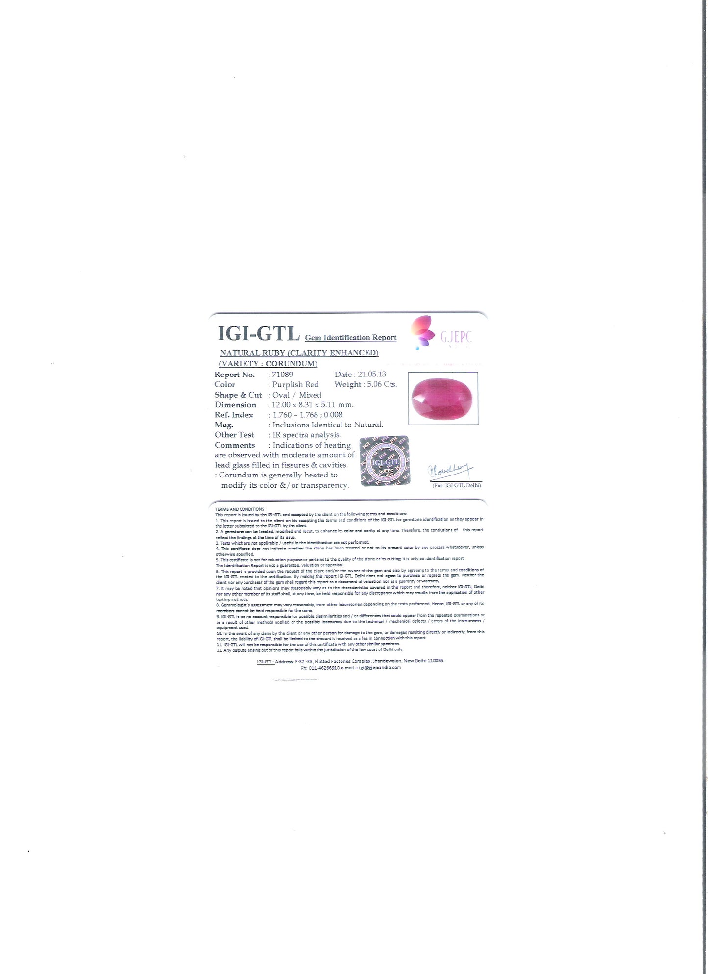 4.53 Ratti Natural Indian ruby with Govt. Lab Certificate-(1221)