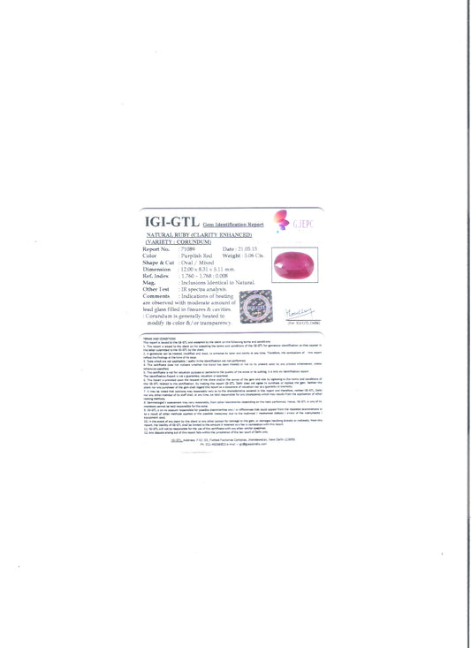 4.53 Ratti Natural Indian ruby with Govt. Lab Certificate-(1221)