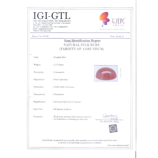 5.74 Ratti Natural New Burma Ruby with Govt. Lab Certificate-(12210)